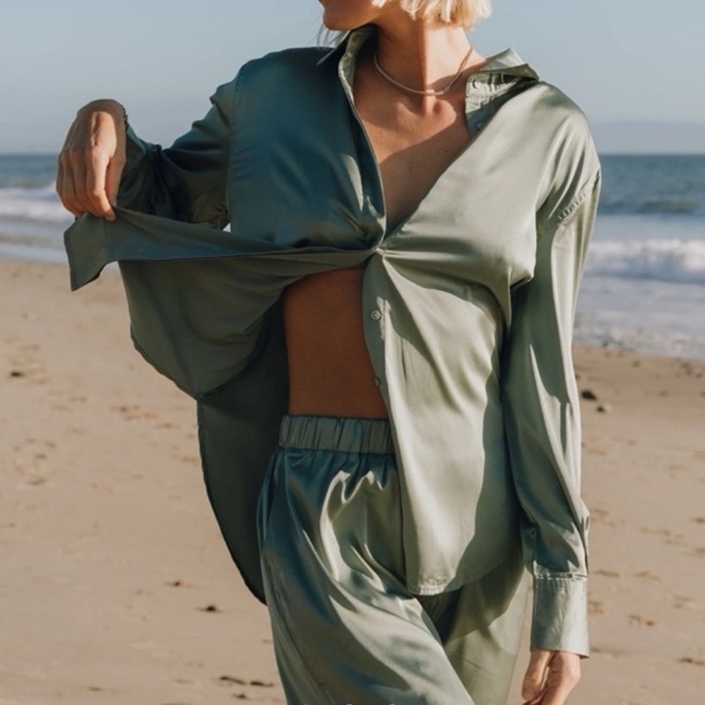 Daily Drills Oversized Silk Button Down
